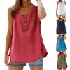 Women's Loose Casual Cotton Linen Twisted Button Sleeveless Solid Color Vest Top
