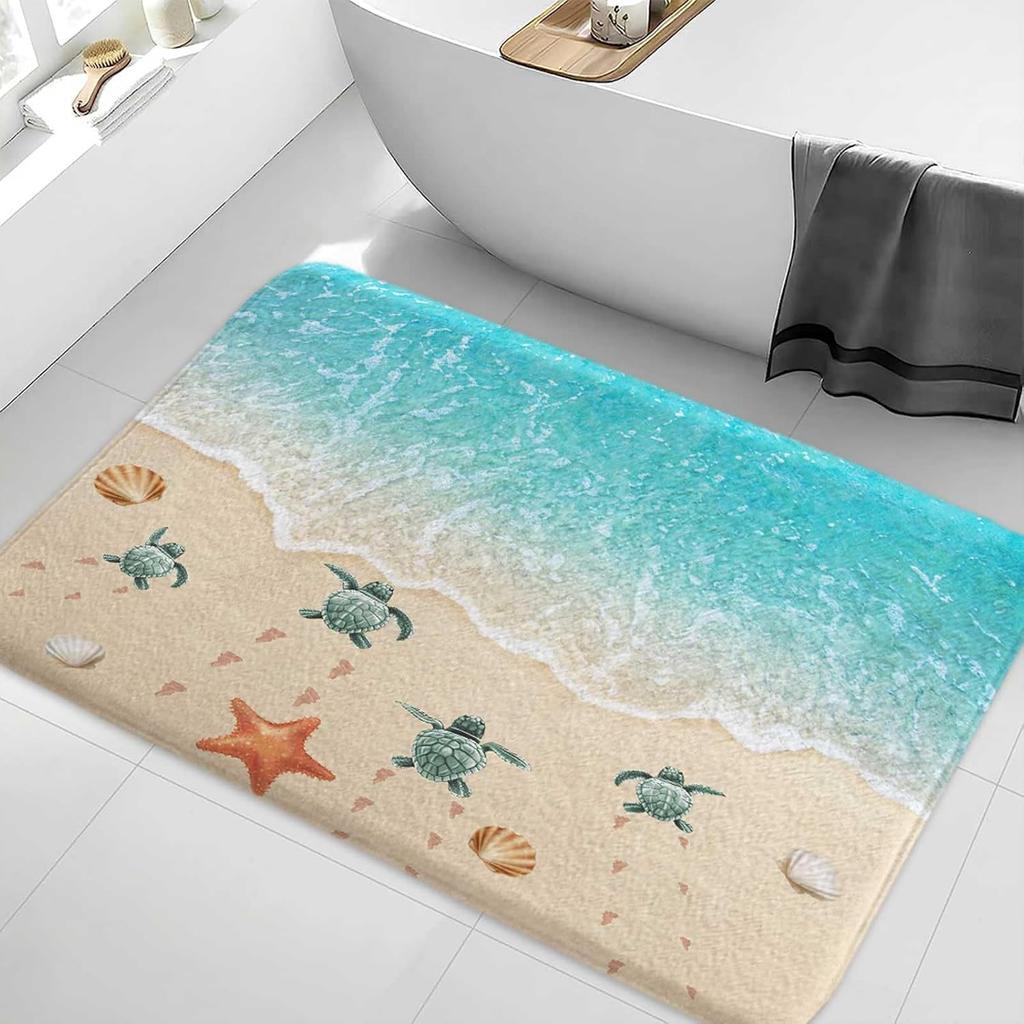 Turtle Starfish Beach Teal Entrance Doormat Home Decor Kitchen Hallway Balcony Rugs Bathroom Anti-slip Foot Pad Bedroom Mat
