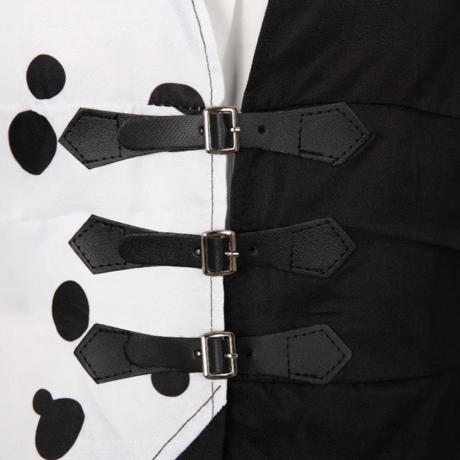 Cruella De Vil 101 Dalmatians Halloween Long Sleeve Cosplay Dress