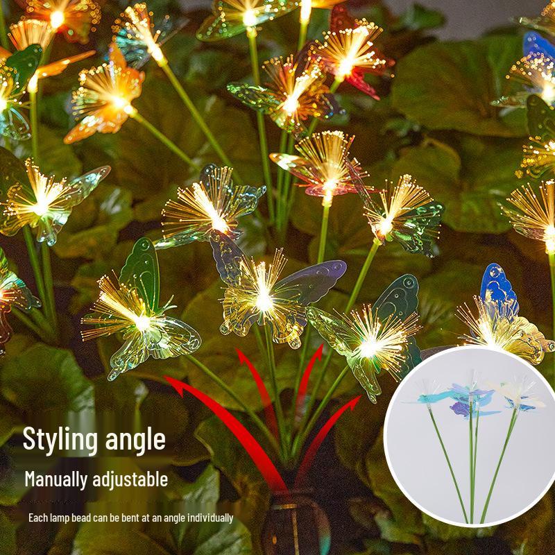 Солнечные светодиодные фонари-светлячки в виде бабочек – Водонепроницаемые уличные декоративные газонные светильники.
