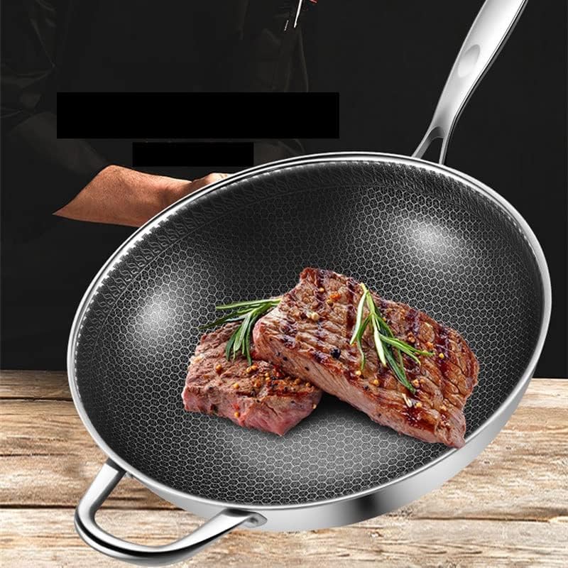 Сковорода-вок из нержавеющей стали для жарки с крышкой 13-дюймовая сковорода с антипригарным покрытием и неохлаждаемой ручкой Подходит без ПФОК