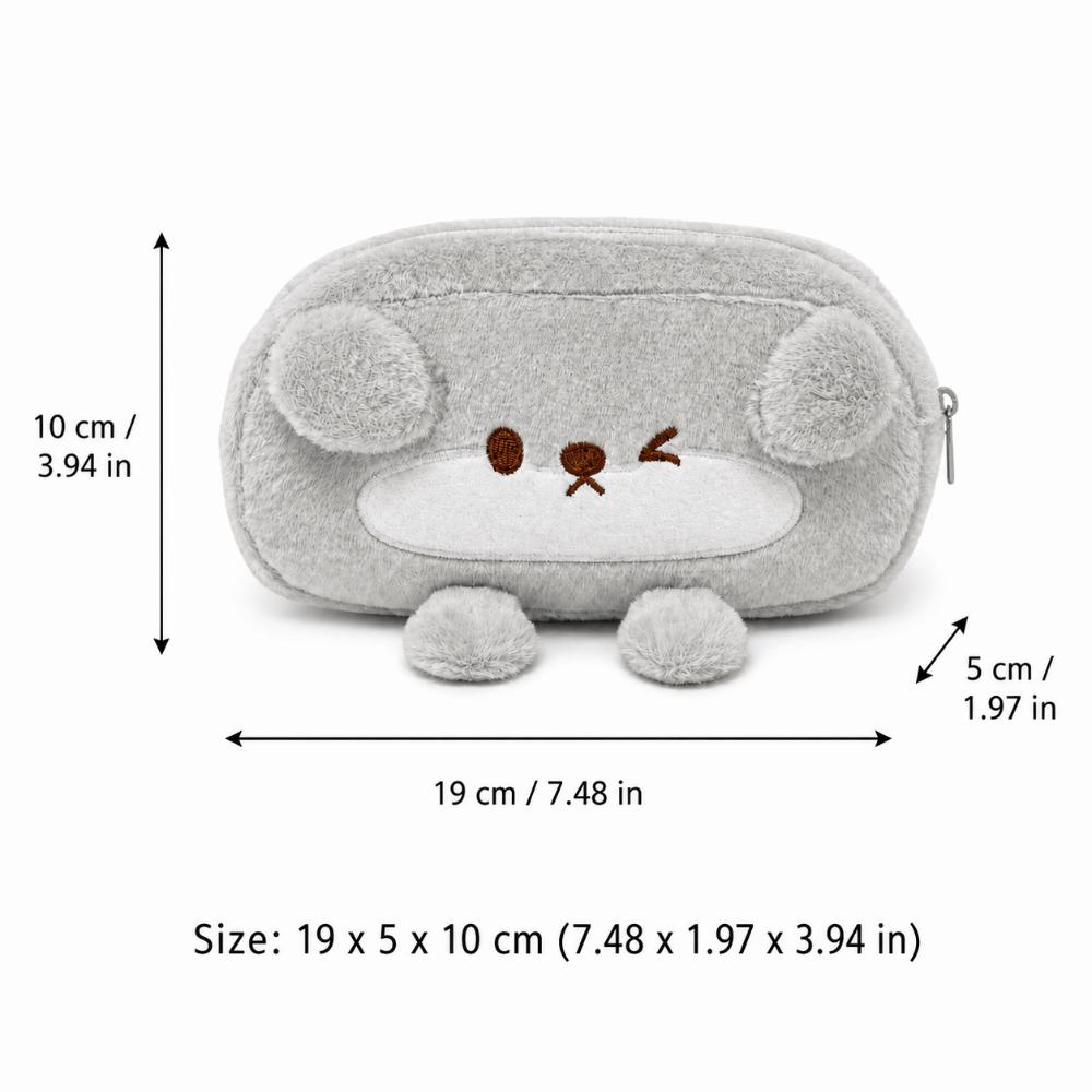 Otter Shape Pen Bag Plush Stationery Bag Portable Stationery Pouch School Supplies
