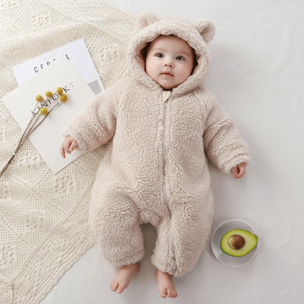 Thick Warm Infant Jumpsuits Bear Shape Newborn Pajamas Keep Warm Baby Rompers 3-9 Months