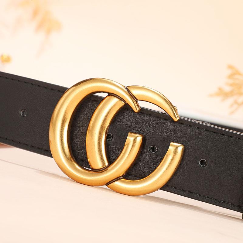 Женский двусторонний ремень из коровьей кожи с пряжкой GG - Модный и простой дизайн.