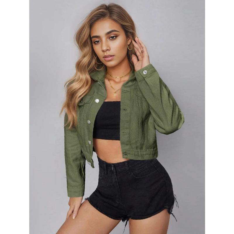 Женские джинсовые куртки, новая верхняя одежда, винтажный лацкан, американский ретро, осенний однобортный пиджак на пуговицах, укороченный джинсовый кардиган