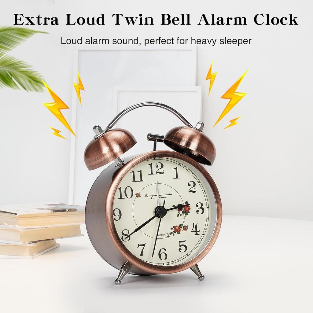 Ретро звонок громкий будильник тихие не тикающие часы старомодные прикроватные часы с ночником для крепко спящих