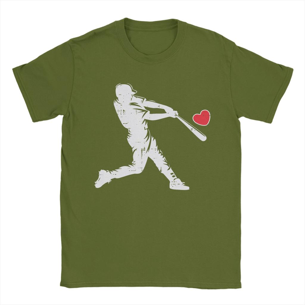 Unisexs Valentines Day Baseball Batter Silhouette Heart T Shirts Cotton Clothing Funny Short Sleeve Tee Shirt Gift Idea TShirt