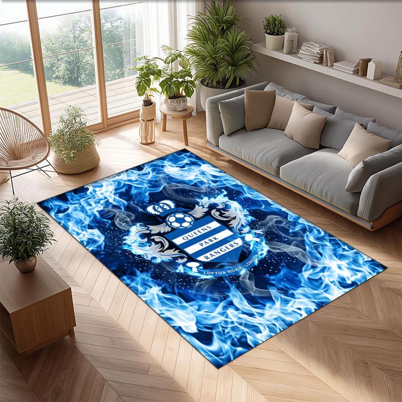 Queens Park Rangers Football Print Crystal Velvet Rug, Comfortable Water Absorbent Non Slip Indoor Floor Carpet