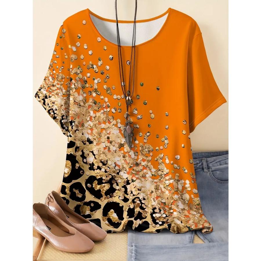 XL-7XL Большой размер Универсальный модный трендовый пуловер с принтом Футболка с короткими рукавами Топ