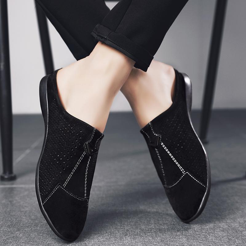 Мужские кожаные тапочки, уличные лоферы