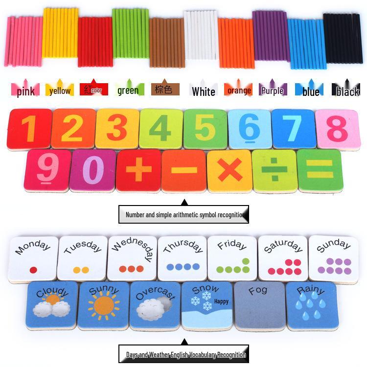 Montessori Wooden Math Teaching Aids for Kids - Counting Sticks for Early Education (Ages 1-6)