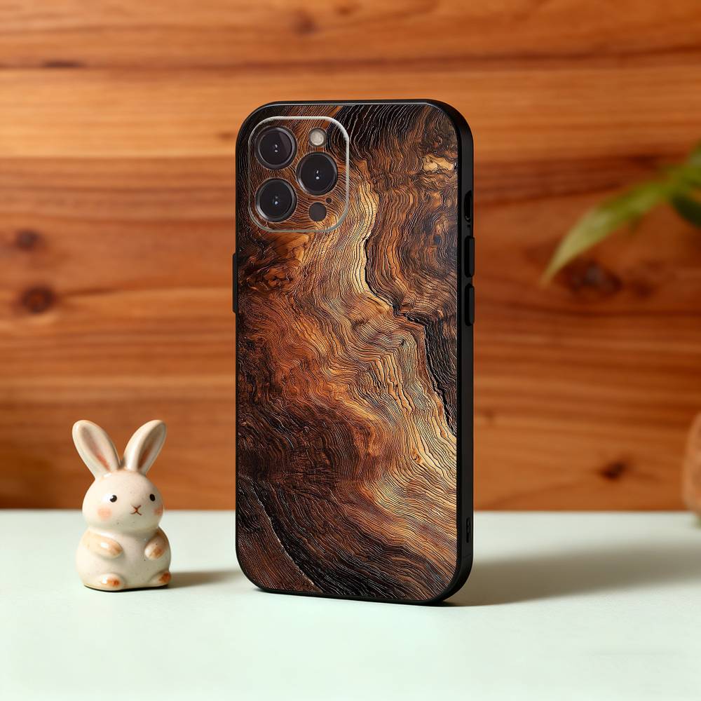 N-Натуральный W-Древесная текстура Арт Чехол для телефона Для iPhone17,16,15,14,13,12,Plus,Pro Max, 5G Другие Мягкая Черная Крышка