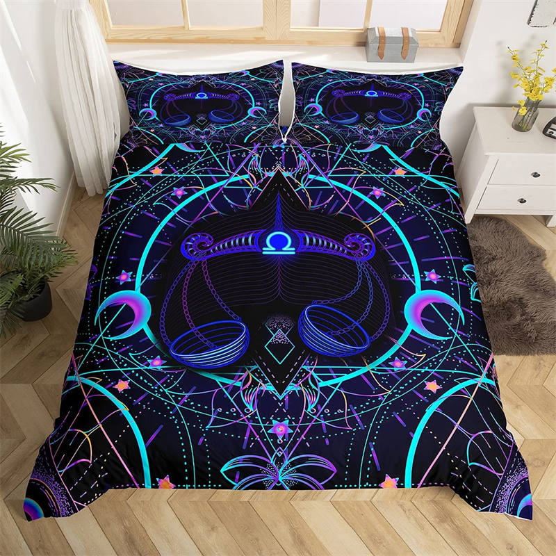 Pisces Bedding Set Mystery 12 Constellations Duvet Cover Set For Kids Teens Adults Boho Fish Print Comforter Cover Bedroom Decor