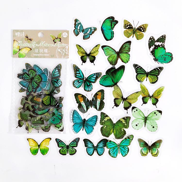 40Pcs/lot Butterfly Stickers Scrapbooking Bullet Journaling Toy Retro Craft Deco Album DIY Stationery Stickers Waterproof
