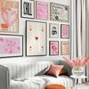 Preppy Aesthetic Gallery Prints Teenage Girl Room Decor Pictures Colorful Pink Wall Art Canvas Painting Funny Dorm Room Murals
