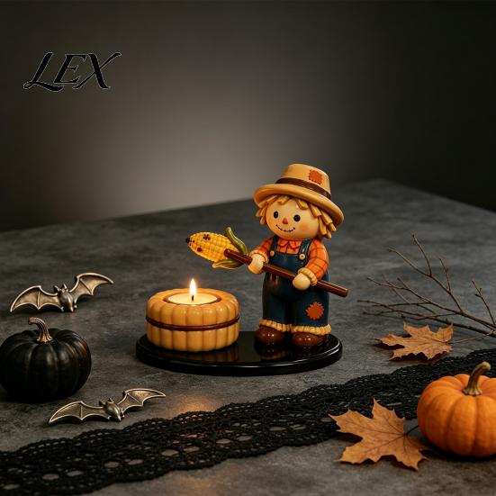 Decorative Tealight Holder for Wedding Halloween Campfire Holder, Mummy Ghost Scarecrow Resin Retro Style Desktop Atmosphere Lamp Candle Stand