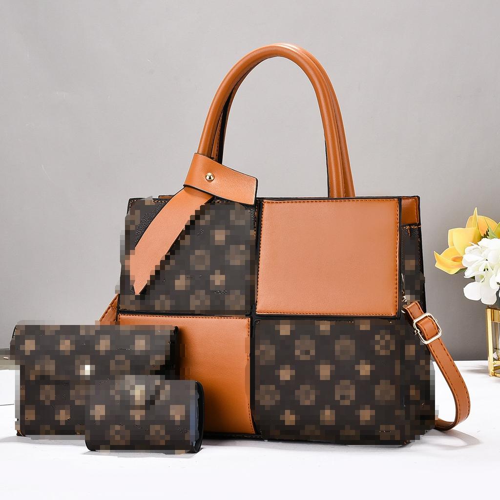 Новый комплект из трех предметов с контрастными цветами, сумка высокого уровня, все в одном, модная сумка через плечо