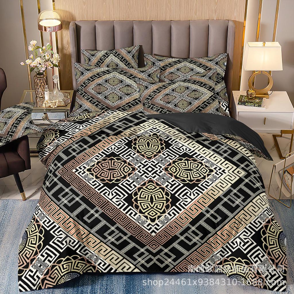 3D Печать Бронзирование Ретро Узор Легкая Роскошь Постельное Белье Пододеяльник Наволочки Набор из Трех Предметов Fba M