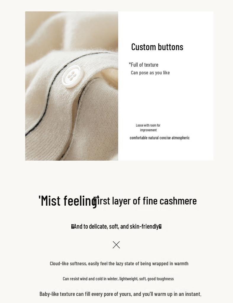 25 Fall/Winter Cashmere V-neck Knit Women's Loose Color Block Cardigan - Fashionable & Comfortable Korean Style Sweater