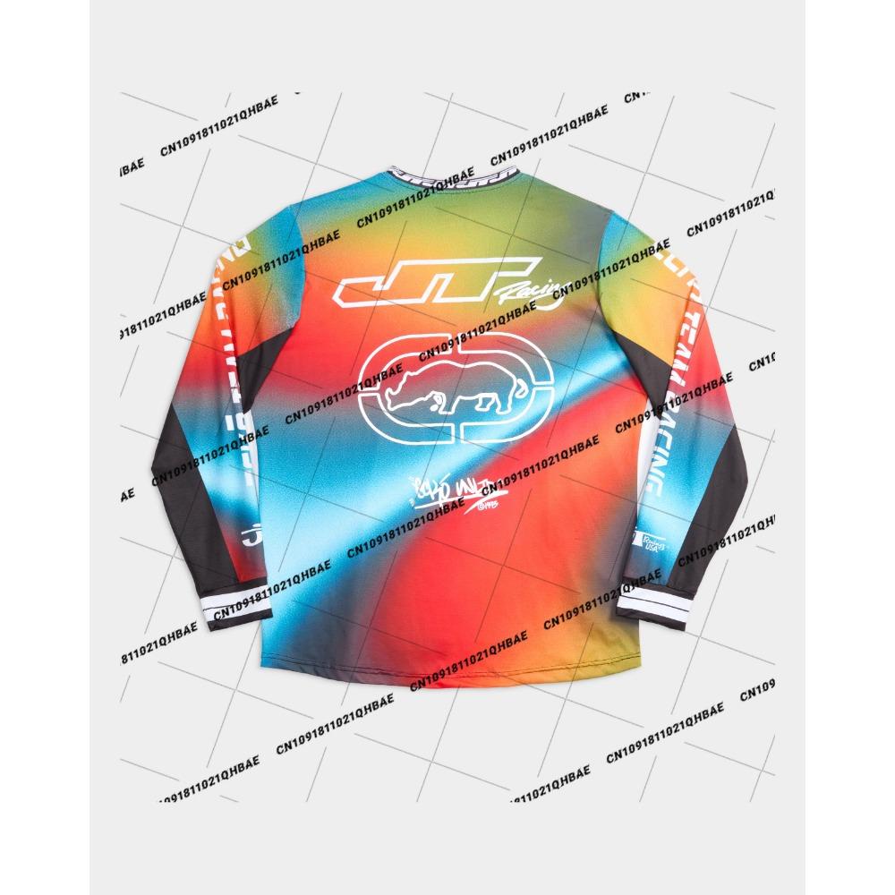 Лето Новое Jtracingusa JT x ECKO Color Flare Джерси Мотокросс Дышащий Быстросохнущий Велосипедный Костюм Мужчины Женщины Гонки Повседневные Топы