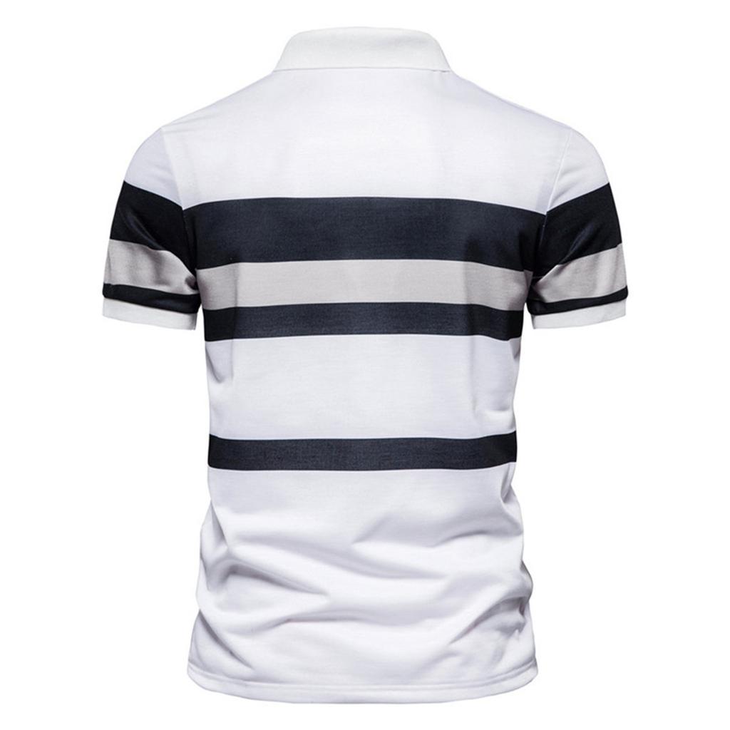 Men's Summer Fashion Striped Print Casual Short Sleeve T-shirt Men