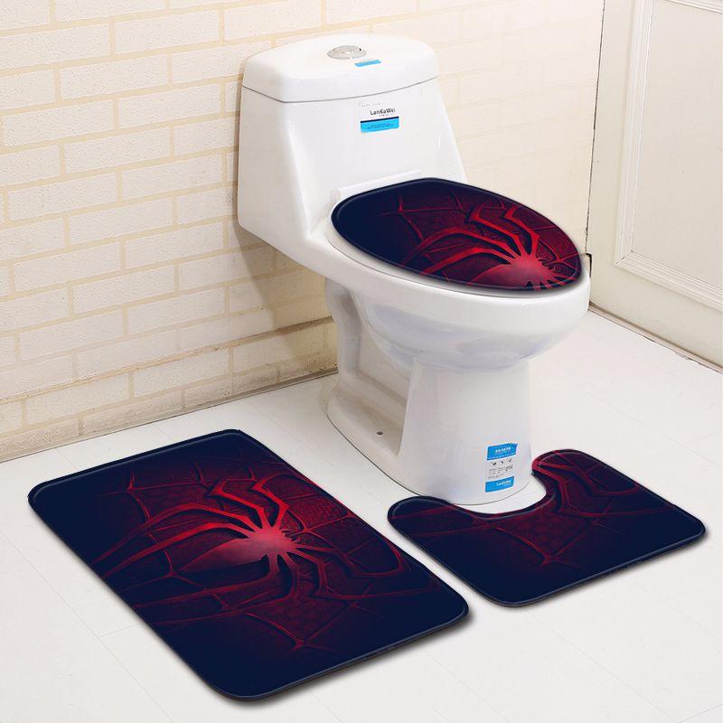 3D Spider Bathroom Toilet Three-Piece Floor Mat Door Mat Bathroom Carpet