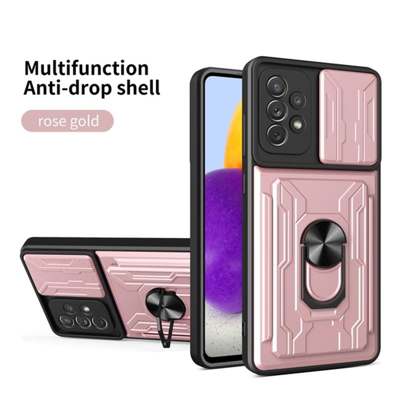 Ring Armor Card Slot Case For Samsung Galaxy A54 A53 A04S A14 S21 S22 S23 Ultra Plus Xiaomi Redmi Note 11 iPhone 14 13 12 11 Pro Max Shockproof Cover