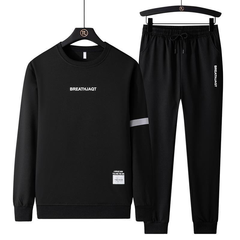 Свитер мужской с круглым вырезом, весенне-осенний спортивный костюм с длинным рукавом, мужской повседневный