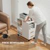 Printer Stand Printer Table with Adjustable Shelf, Casters for Fax Scanner 60 x 30 x 65 cm White