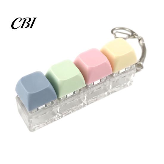 Anxiety Relief Finger Toy 3/4-Keys Keyboard Fidget Toy, Stress Push Button Sensory Gadget Clicker Keychain, Pocket Size Mechanical Portable