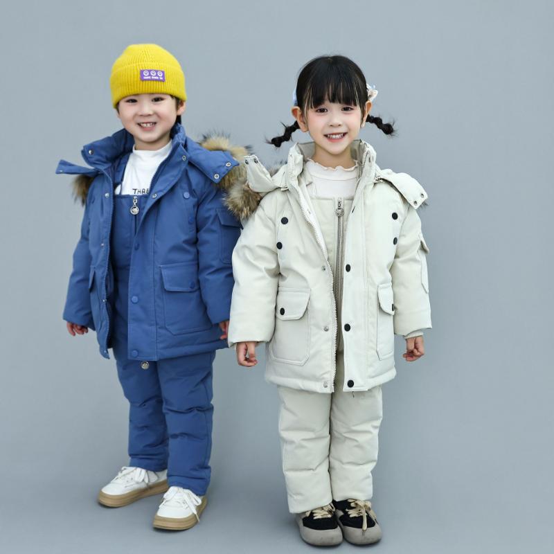 Winter Baby Down Jackets for Boys, Small and Medium-sized Children, Two-piece Suits for Girls, Overalls and Jumpsuits