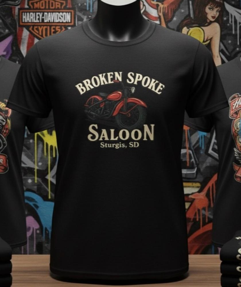 Винтажная футболка Broken Spoke Saloon Sturgis SD | Классическая футболка с логотипом Harley Biker Rally, унисекс