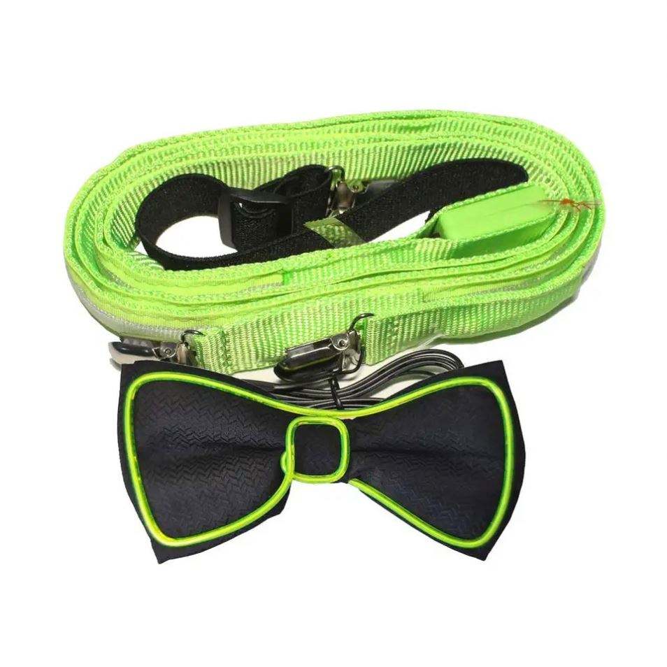 Led Harness And Bow Tie Set Glowing Set For New Year's Eve Party Wedding Rgb