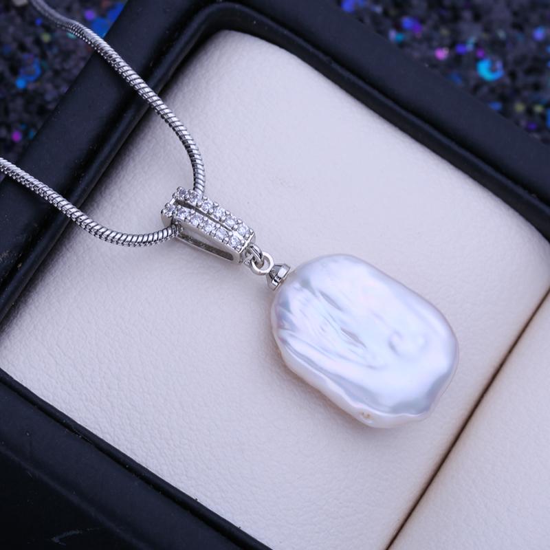 LSOOYH Natural Freshwater Big Baroque Pearl Necklace Geometric Pendant Fashion Drop Earrings For Women Pearl Jewelry Sets