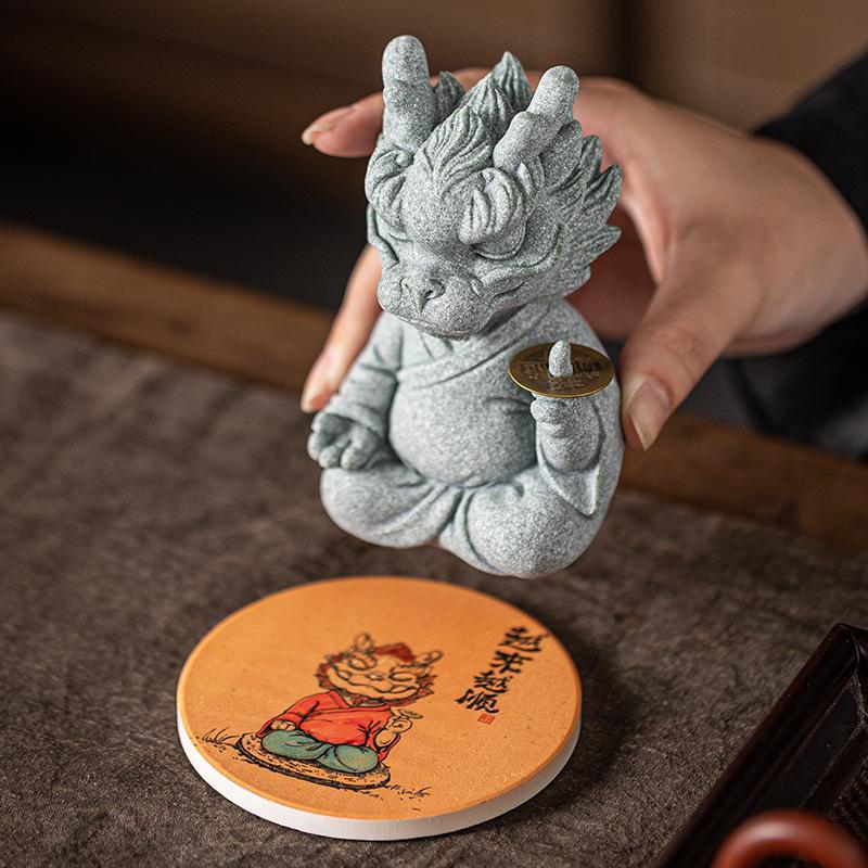 2024 Новый китайский зодиакальный счастливый дракон чайный питомец украшение талисман фигурка чайный сервиз чайные аксессуары