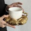 Позолоченная Толстая Керамическая Кофейная Чашка Мультяшная Милая Чашка Любви Тарелка Завтрак Десерт Овсяная Кружка Кружка для Питья Воды для Пары Декор