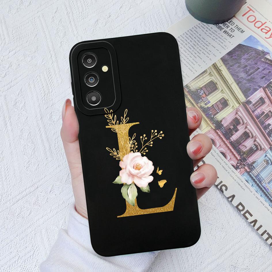 Чехол для Samsung Galaxy A03 A13 A14 A31 A50 A51 A52 A54 A71, жидкий силиконовый чехол с цветочными буквами, мягкий чехол для Samsung Galaxy Phone, чехлы-бамперы