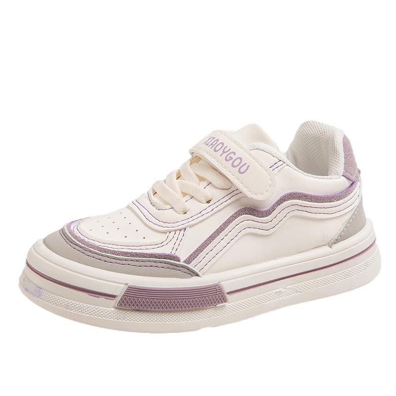 Spring and Autumn Children's Leather White Shoes New Elementary School Sports Board Shoes Boys and Girls Soft Sole Students