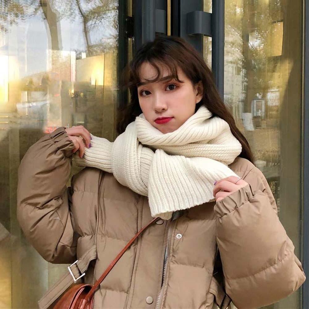 Спандекс Вязаная Шерстяная Шаль Полиэстер Зимняя Теплая Шаль Шарф Длинный Утолщенный Шарф для Шеи Уличный