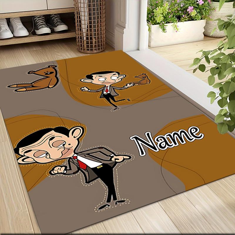 Custom Name Mr. Bean's Adventure Carpet Rug Customizable Soft Washable Anti-Slip Home Living Room Sofa Mats Personalized Rug. 0909292