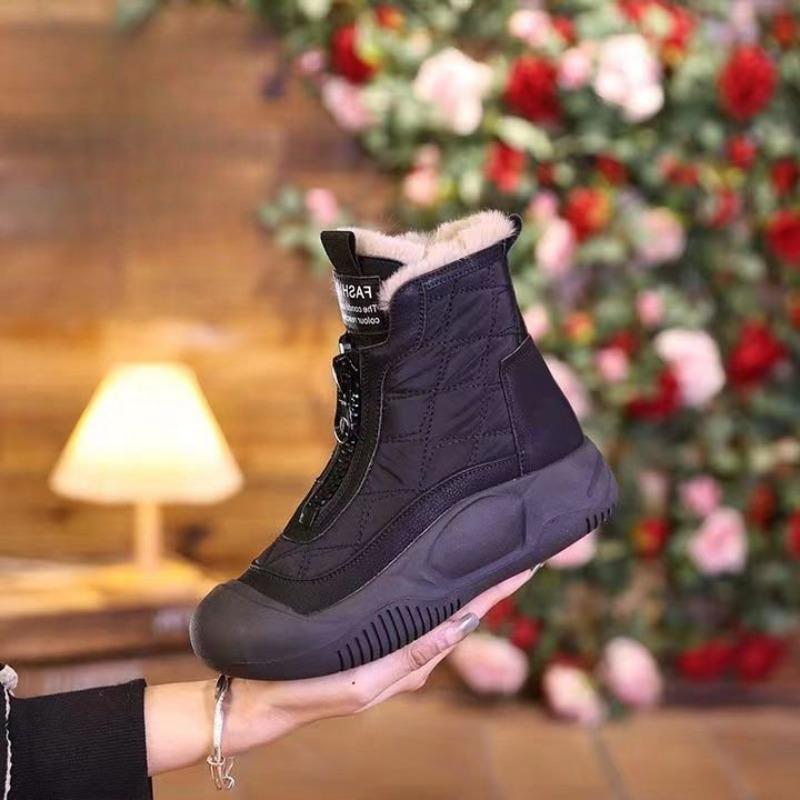 Женские зимние сапоги, новые, зимние, бархатные, утолщенные, универсальные, в стиле ретро, на толстой подошве, увеличивающие рост, нескользящие, теплые, хлопковые сапоги для женщин