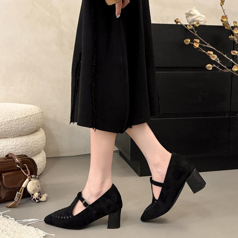 Inner Height Increase Retro Temperament Single Shoes Women's Shoes Spring and Autumn 2025 New Models with Skirt Design Mary Jane Shoes