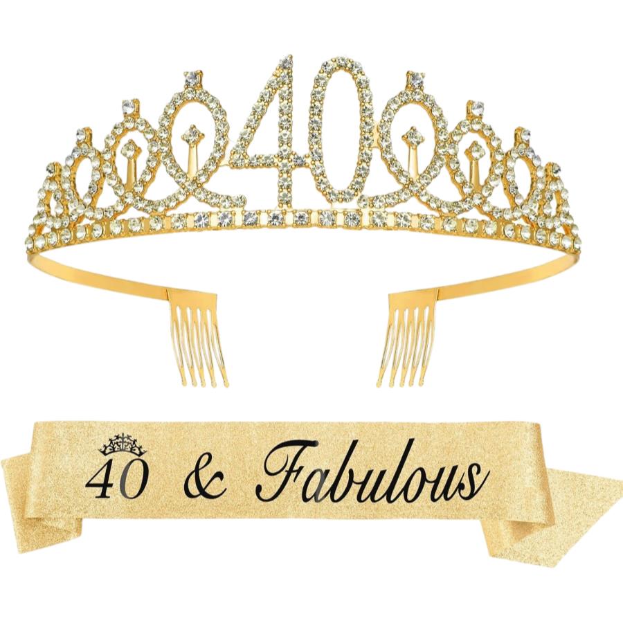 2pc/set Birthday Tiara Crown Sash Women Girls 18th 21Th 30Th 40Th 50Th 60Th 70Th 80Th Birthday Party Decoration Favor Gifts 5