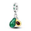 Silver Plated Green Series Avocado Pendant Four-leaf Clover Charms Beads Fit Original  Bracelet Women Jewelry