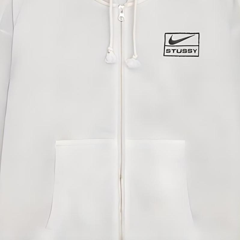 Толстовка с капюшоном Stussy x Nike из окрашенного пигментом флиса с застежкой-молнией (Азия) Уличная одежда унисекс Light Bone FZ9991-072