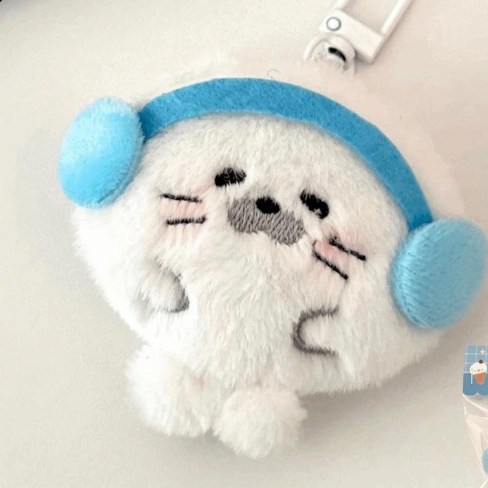 Cartoon Fuzzy Seal Keychain Kawaii Stuffed Doll Pendant Soft Plush Seal Pendant  Christmas Gift
