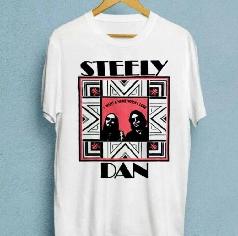 Винтажная футболка 90-х Steely Dan Rock Band Тур Хлопок Белый Мужская S-23XL 100% Хлопок Футболки Мужские Топ