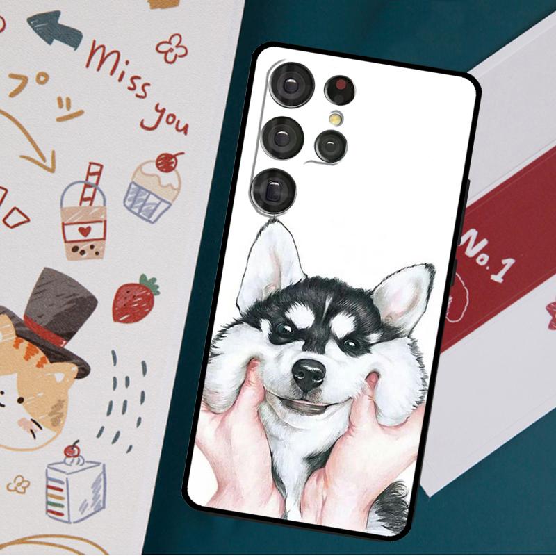 Alaskan Husky Dog Cute Puppy Case For Samsung Galaxy S23 S22 S21 Ultra S20 FE Note 20 Ultra S8 S9 S10 Note 10 Plus Cover