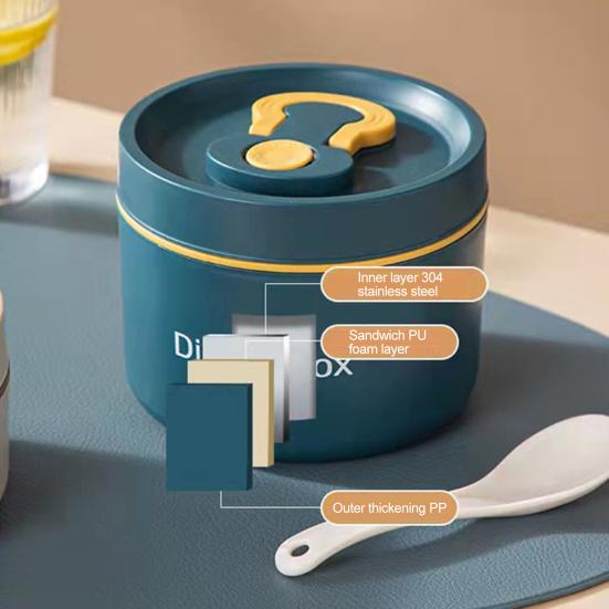 650 мл/350 мл Ланч-бокс Большой вместимости Герметичный Зеркальная полировка Пищевой класс Хорошая герметичность Сохранение свежести Штабелируемый Термоконтейнер для еды