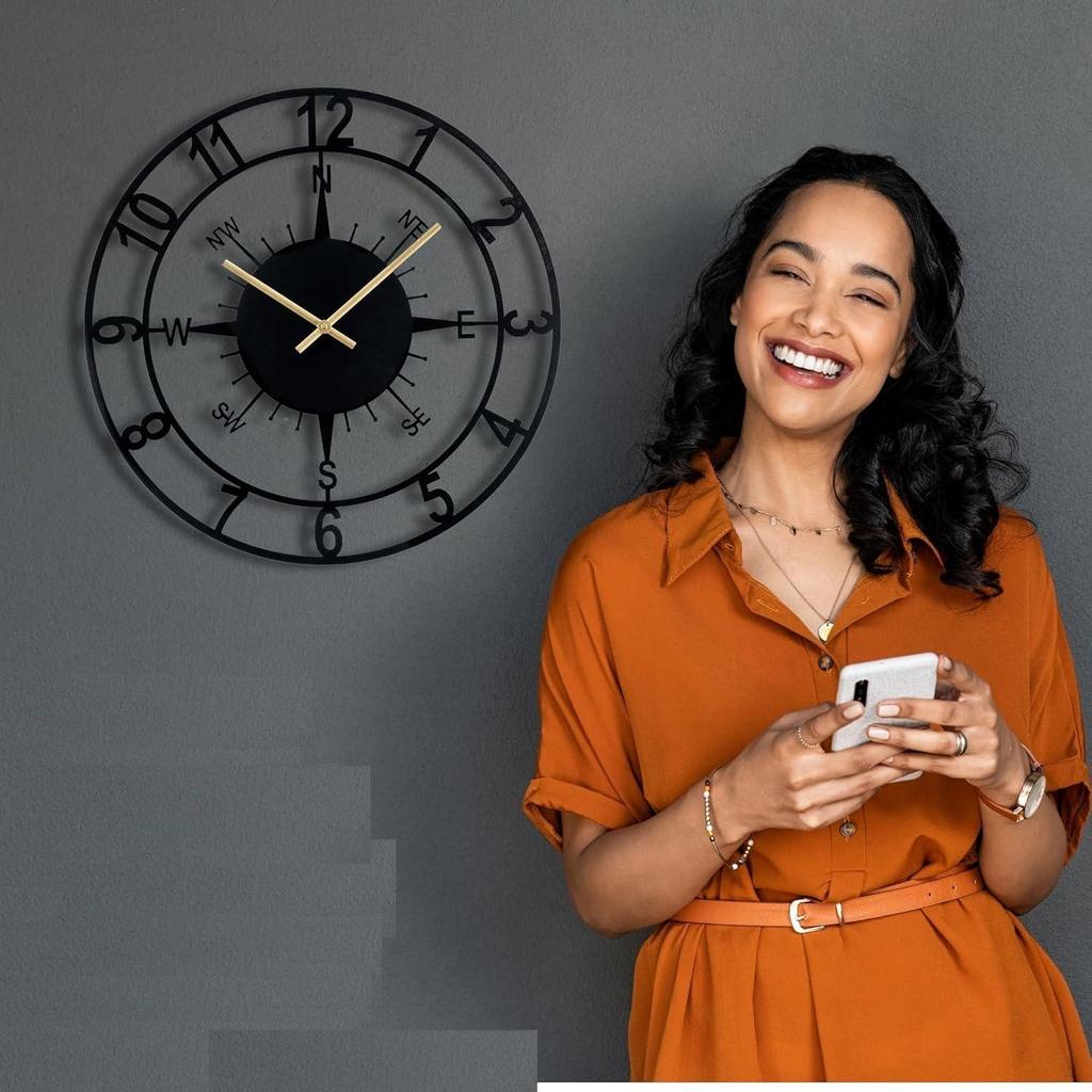 Металлические аналоговые настенные часы для дома, офиса, гостиной, спальни, детской комнаты и кухни (40 х 40 см) | Большой размер Стильный Новейший Домашний Декор |